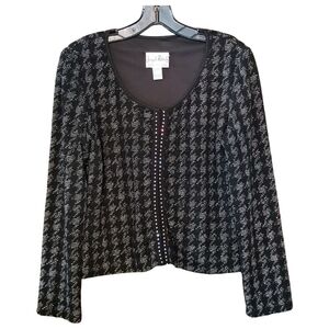 🇨🇦 90s Joseph Ribkoff Black & Silver Rhinestone Corset Top Size M/L